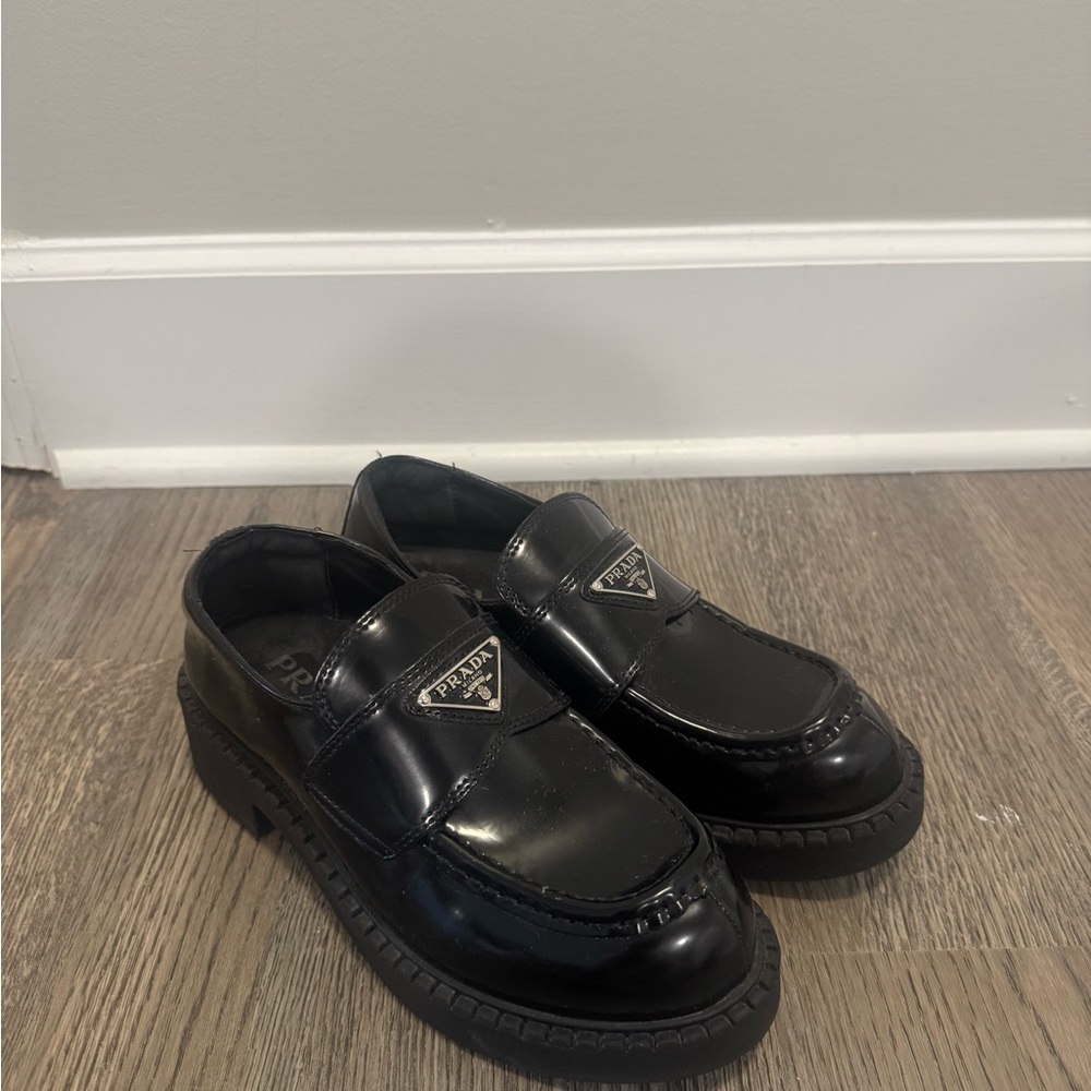 Prada Women's Black Glossy Loafers
